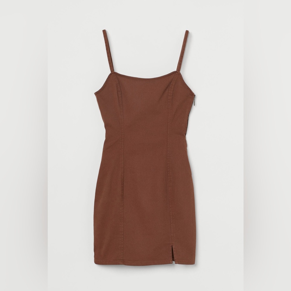 Brown Fitted Denim Dress